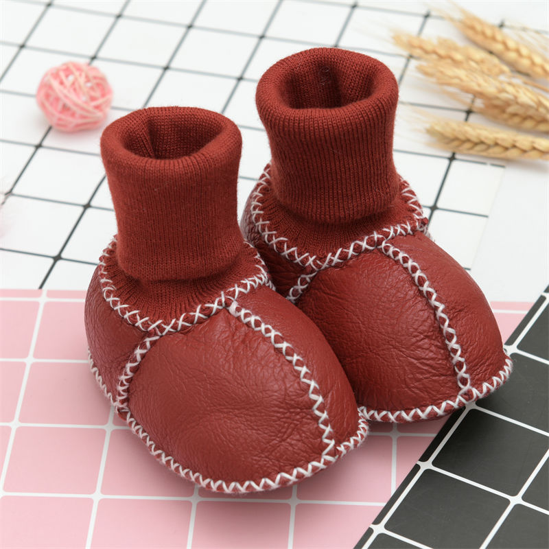 Sheepskin and Fur Integrated Baby Shoes and Socks Winter Baby Toddler Shoes Newborn 0-6-12 Soft-Soled No Heel Slippage Steps Warm Shoes