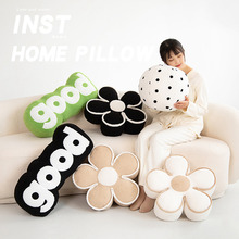 INS风舒适长条GOOD字母靠枕 波点圆球家居沙发靠垫 花朵抱枕坐垫