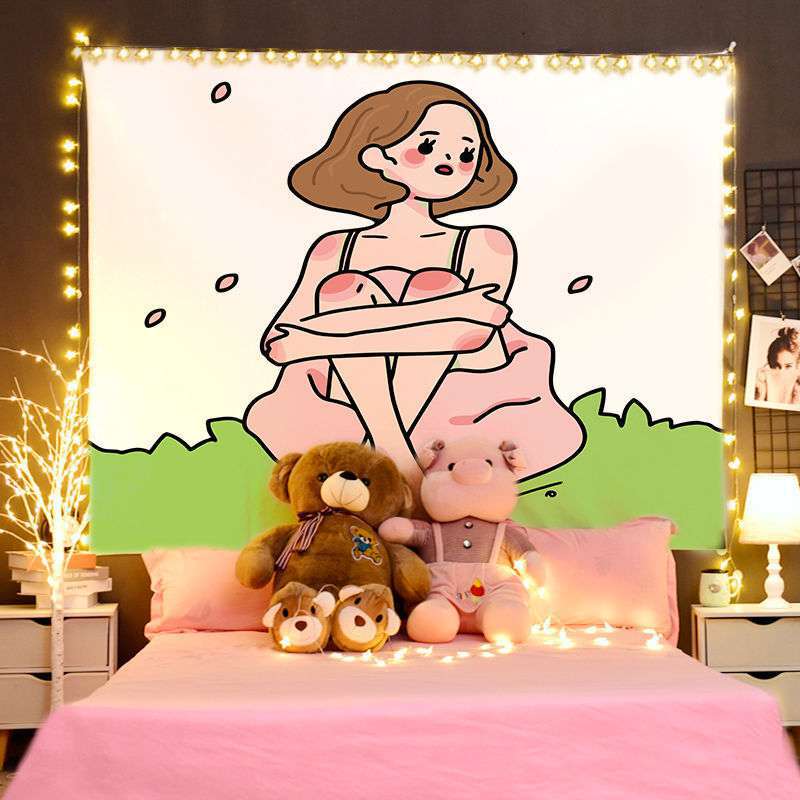 小清新ins可爱动漫挂布背景布学生宿舍装饰墙布网红直播拍照背景