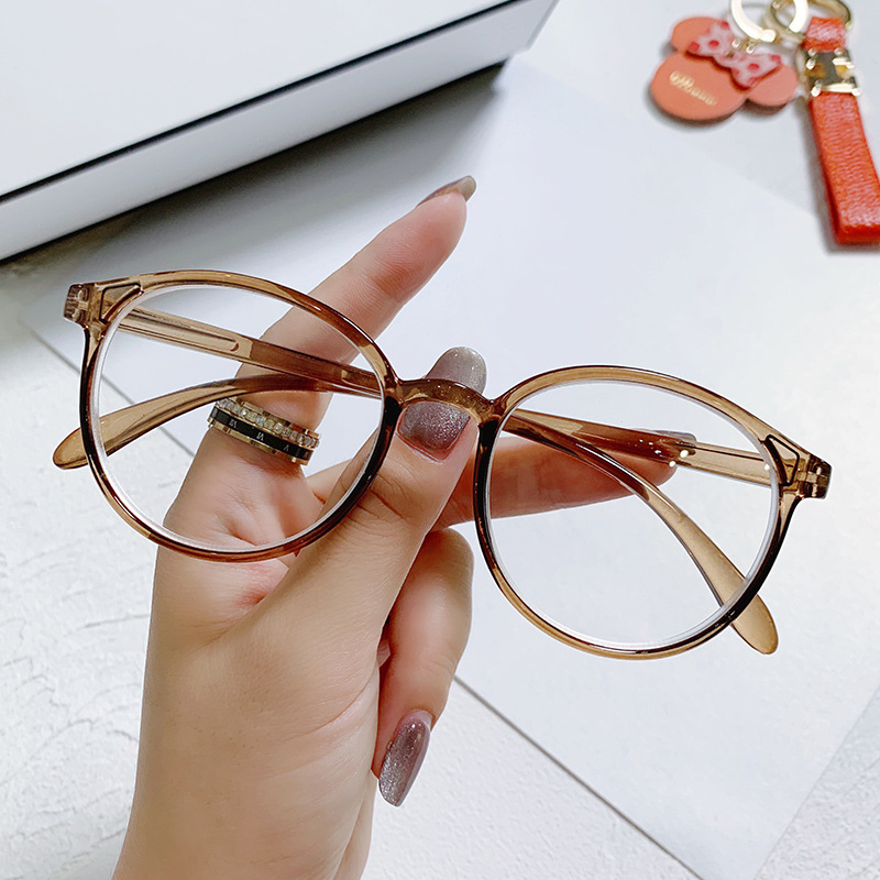 New Anti-Blue Light Glasses Men's Korean-Style Personalized Large Frame round Frame Plain Glasses Women's Myopia Degree Finished Products Factory Wholesale