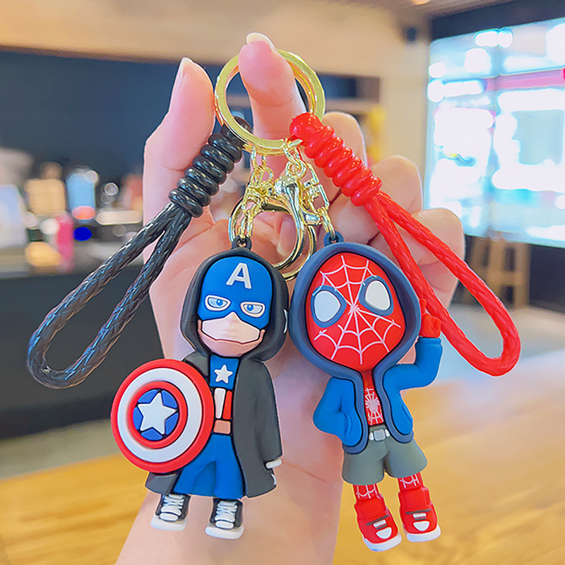 revenge league spider-man cartoon key button wholesale creative hero series doll car key chain ornaments