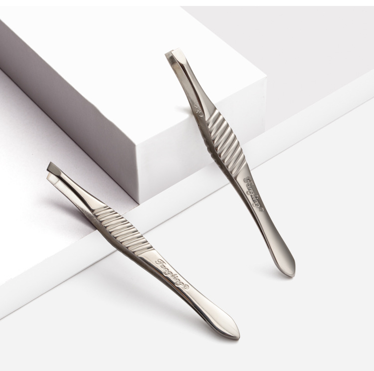 芳龄眉夹盒装眉毛镊子不锈钢修眉毛夹假睫毛镊美妆修眉外带夹子