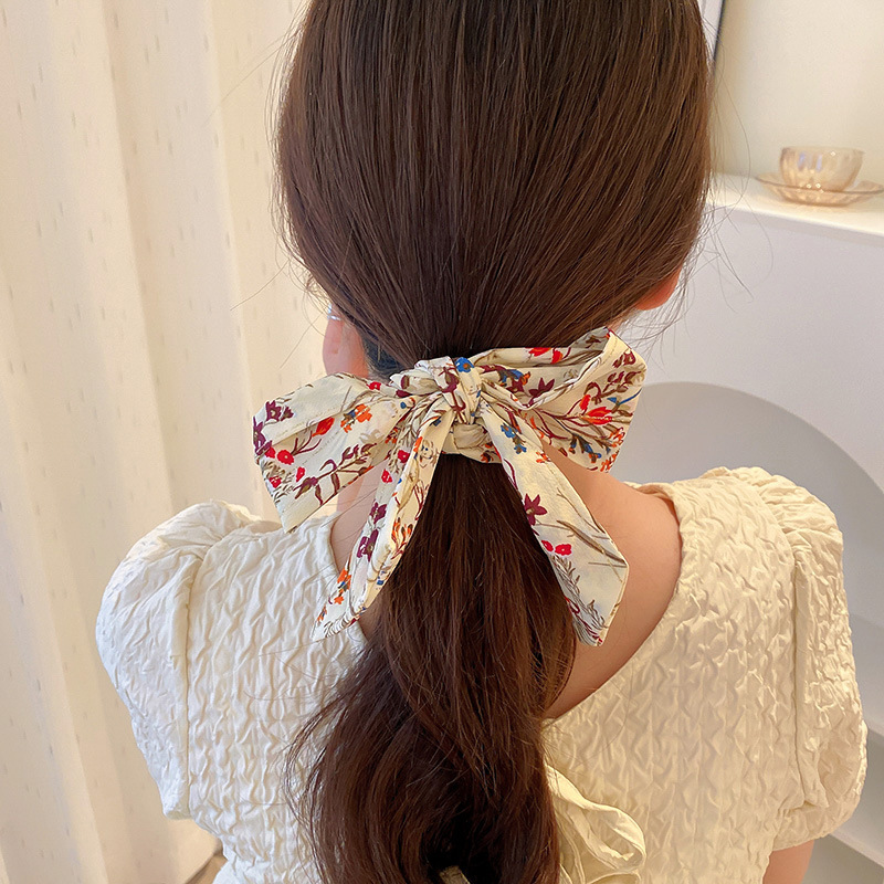 法式复古布艺印花大肠发圈春夏田园风发绳发带ins甜美百搭发饰女