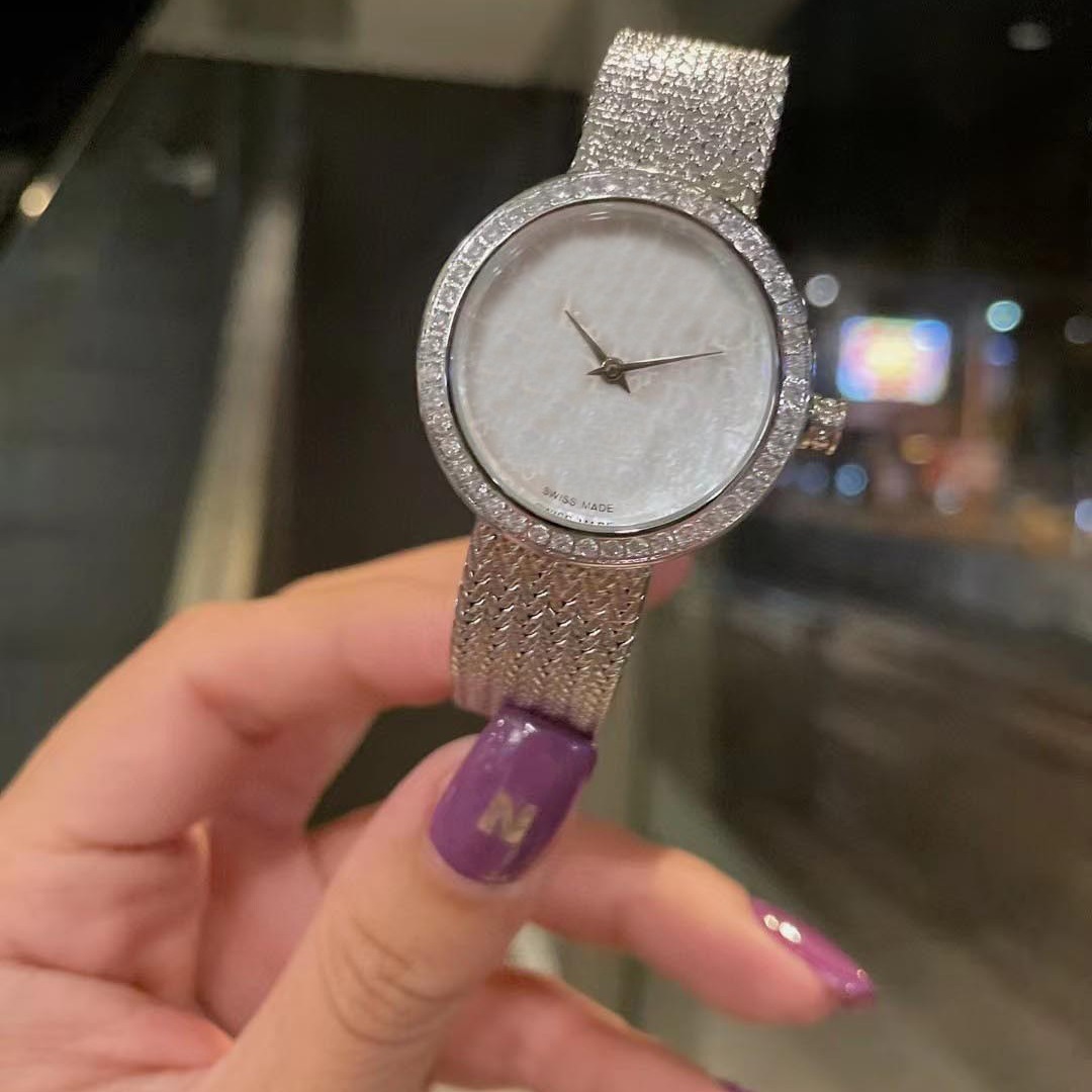 微商爆款老花镶钻防水时尚女士不锈钢网带石英手表小绿表-阿里巴巴