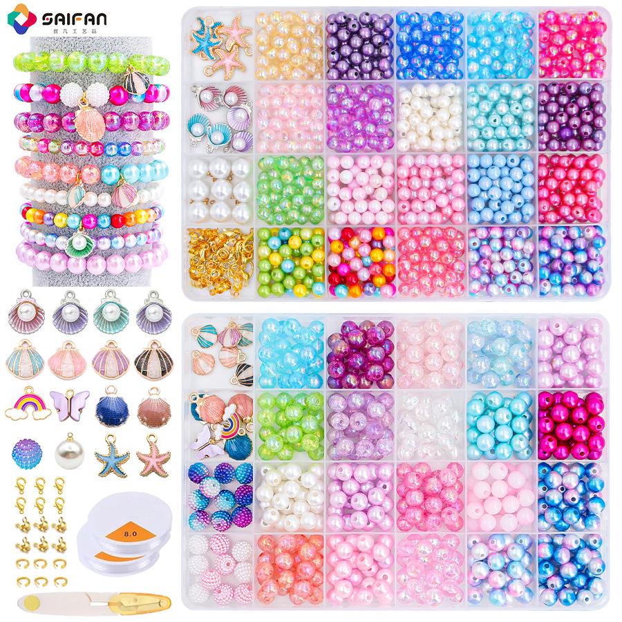Cross-Border Accessories Diy Beaded Beads Scattered Beads Diy Jewelry Accessories Materials Bracelet Beads Necklace Pearl Full Set