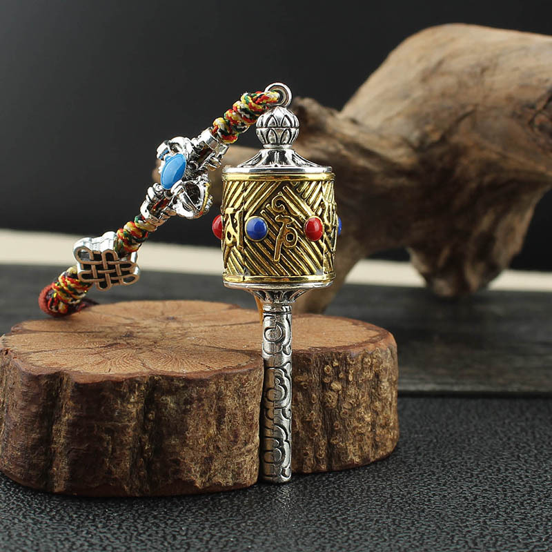 藏式转经轮汽车挂件六字真言转经筒车内吊坠装饰平安汽车包挂饰品