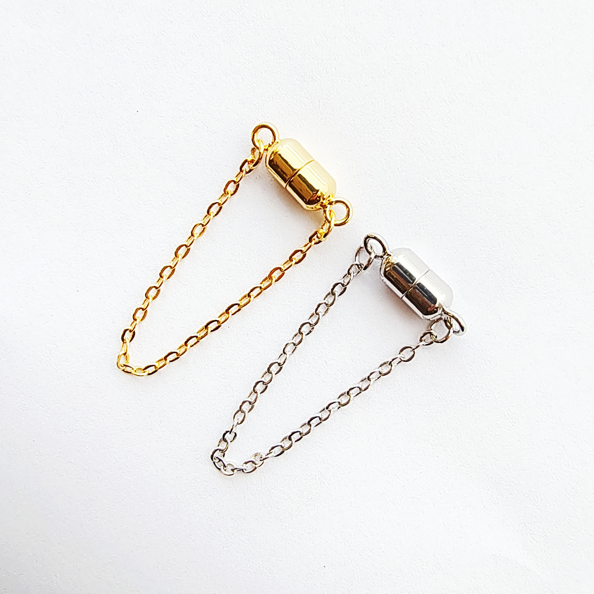 批发铜镀14k金保色强磁性手链扣 加链子防掉落磁铁珍珠饰品扣头