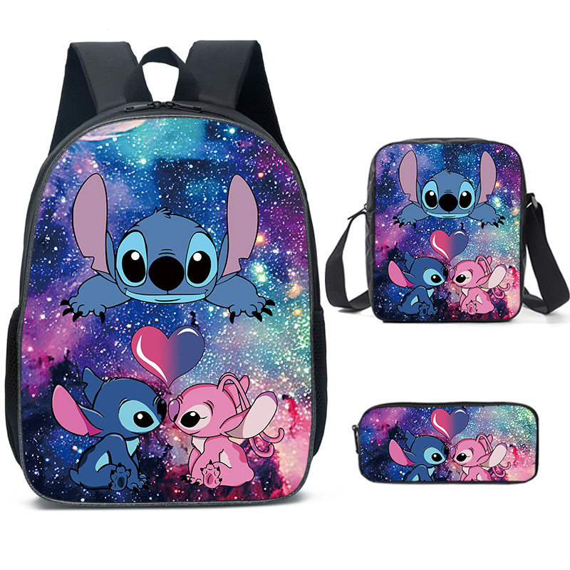 Amazon New Cartoon Animation Stitch Stitch Three-Piece School Bag Primary and Secondary School Student Backpack Backpack