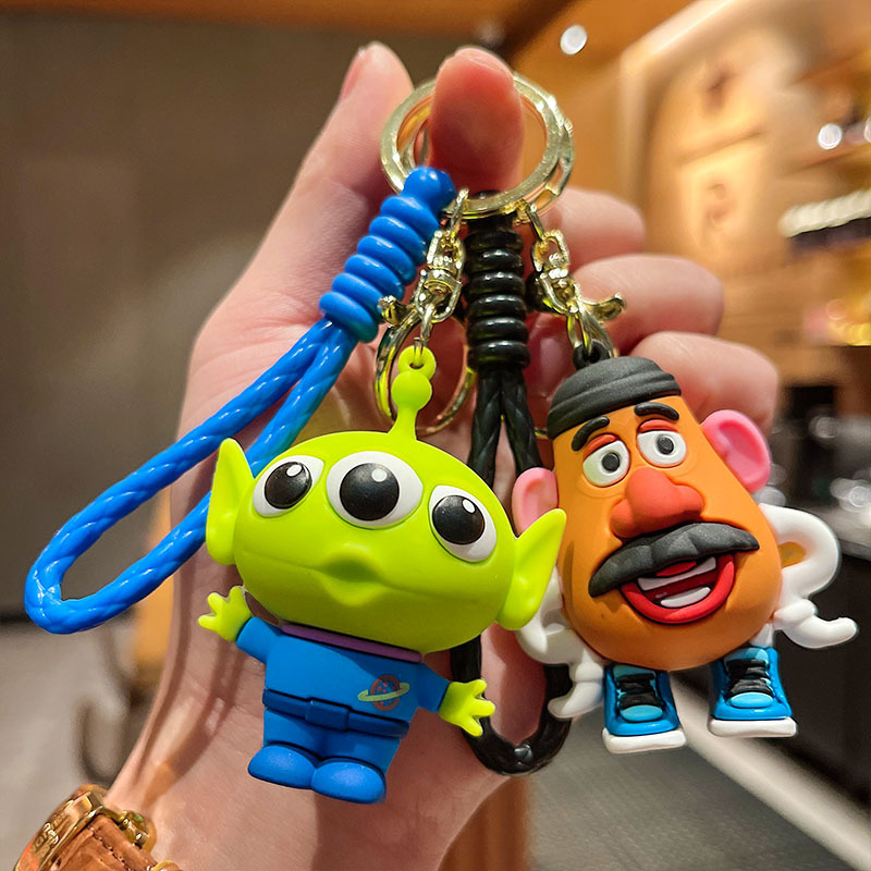 Cute Cartoon Toy Story Buzz Lightyear Keychain Hanging Piece Pendant Car Key Chain Push Small Gift