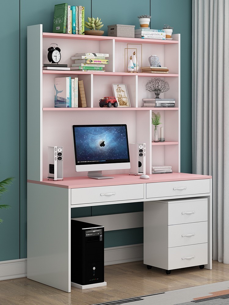 大尺寸电脑桌初中学生家用写字台书卓书架组合儿童书桌简书柜一体