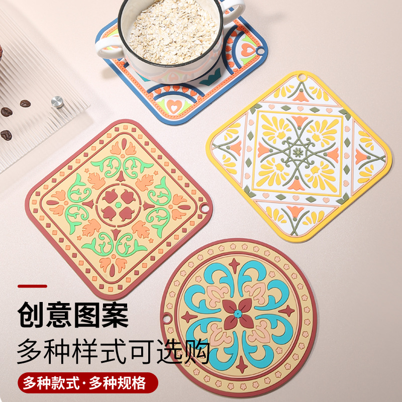 heat proof mat bowl coaster cup coaster ethnic style creative insulation pad heat proof mat anti-scald bowl placemat coffee cup mat multi-purpose heat proof mat