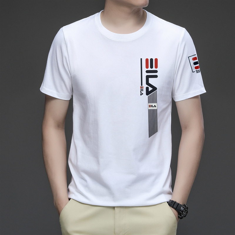 2023 Summer New Men's Cotton T-shirt Youth Korean round Neck Printed Short Sleeve Trendy Half Sleeve T-Shirt Wholesale