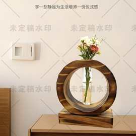 高级木雕木质工艺品花器复古居家创意摆件木器