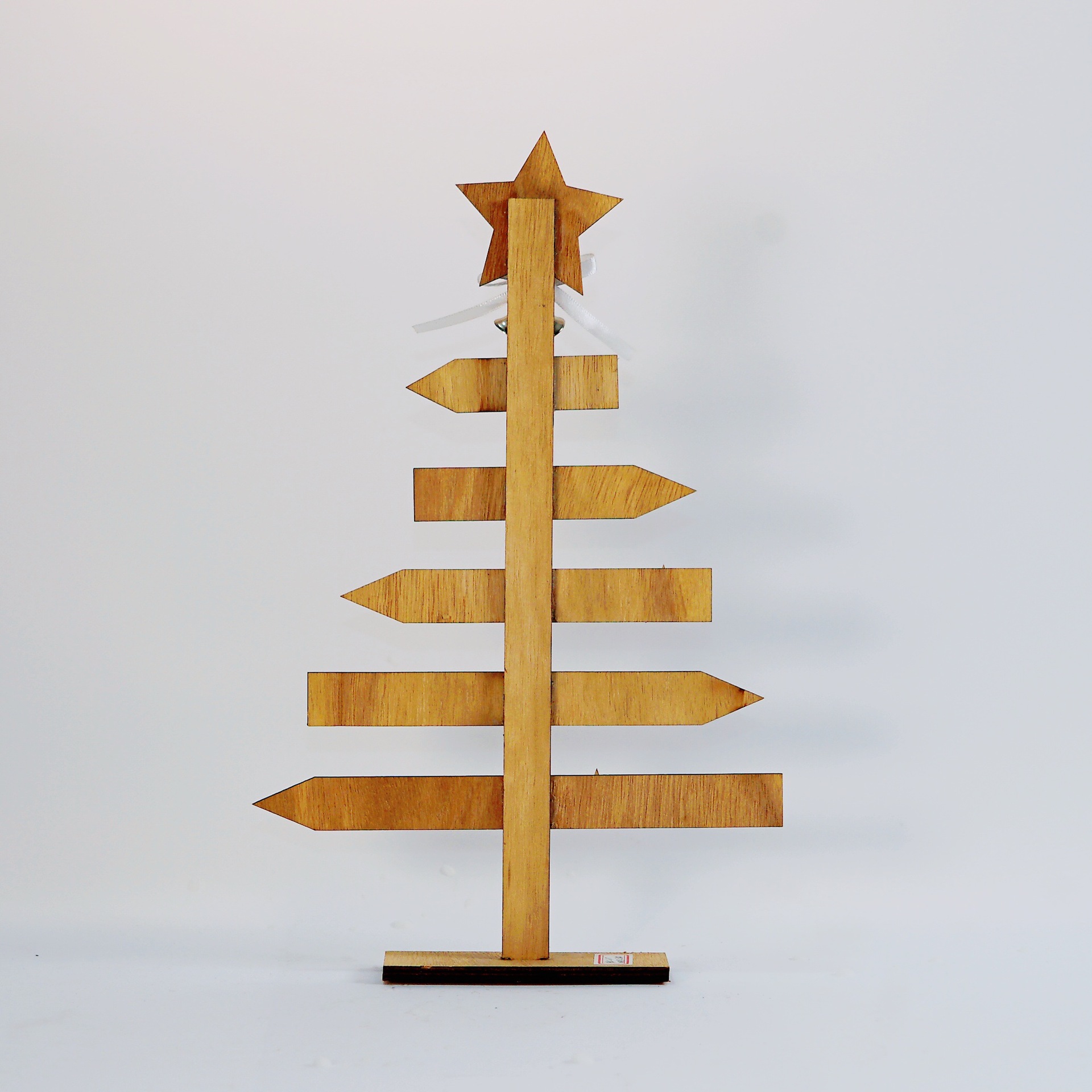 灰白色松树型路标创意圣诞摆件,木质工艺品,家居用品小摆件