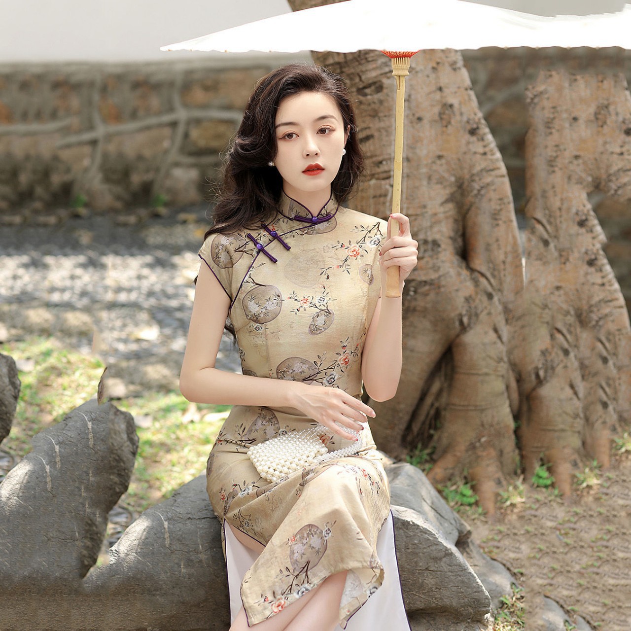 连肩袖法式旗袍2022年夏款女古法文艺复古气质民国风改良平时可穿