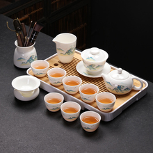 QTB6千里江山羊脂玉白瓷功夫茶具套装家用轻奢陶瓷盖碗茶杯20