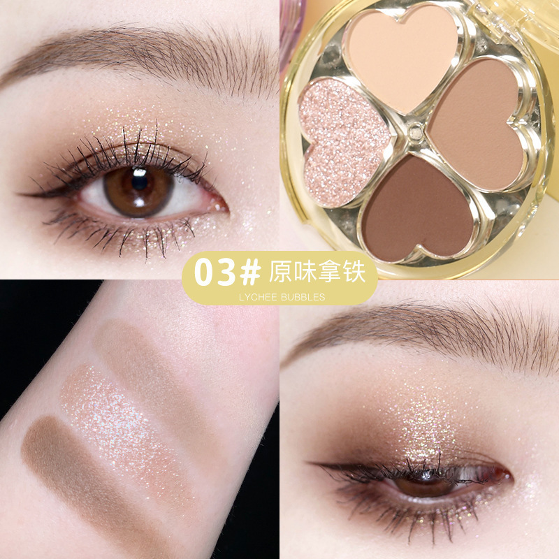 Hojo8134 Lucky Four-Leaf Clover Four Color Eyeshadow Palette Color Rendering Full and Delicate Clothing Powder Silky Eye Shadow