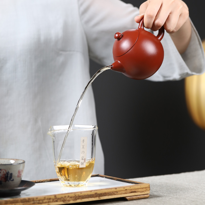 eao4宜兴纯全手工紫砂壶小容量朱泥大红袍龙蛋壶功夫西施壶家用泡