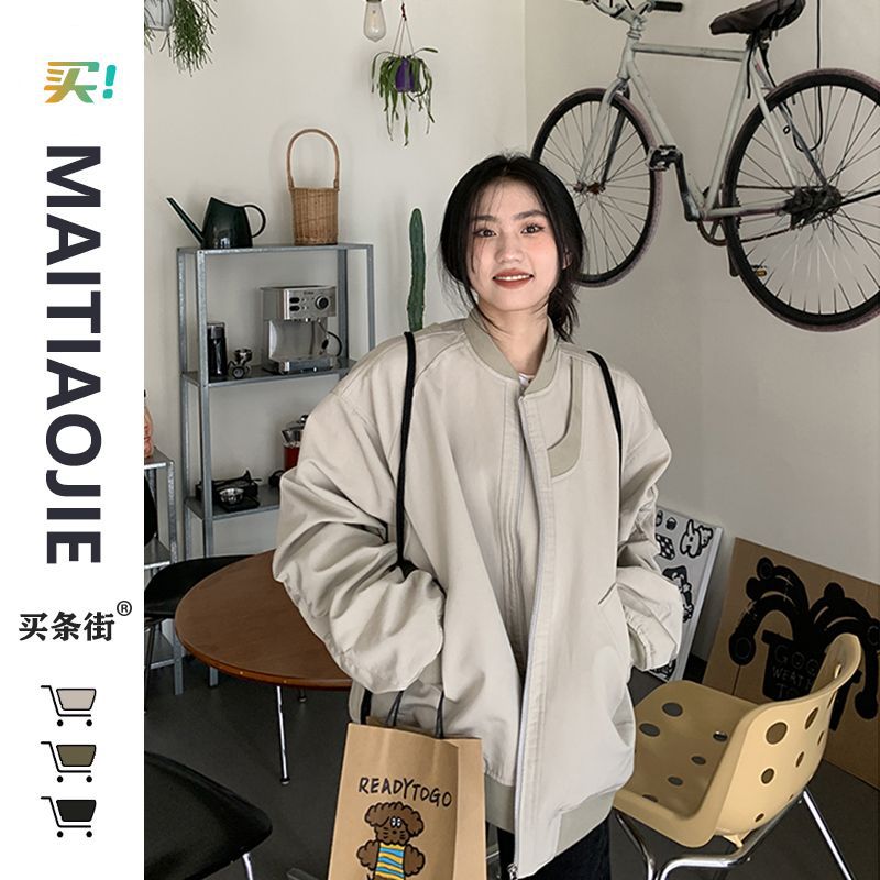 美式感飞行服棉服外套女秋冬季宽松加绒加厚中性设计工装夹克