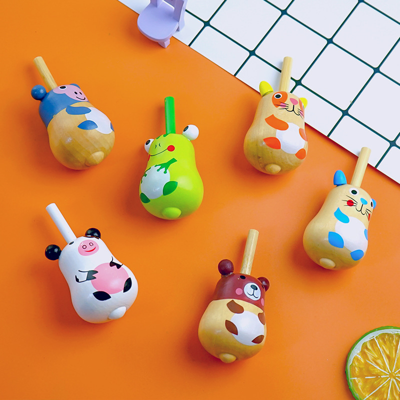 儿童陀螺动物水果简单手动旋转3-4岁6幼儿园男孩女孩卡通木质玩具