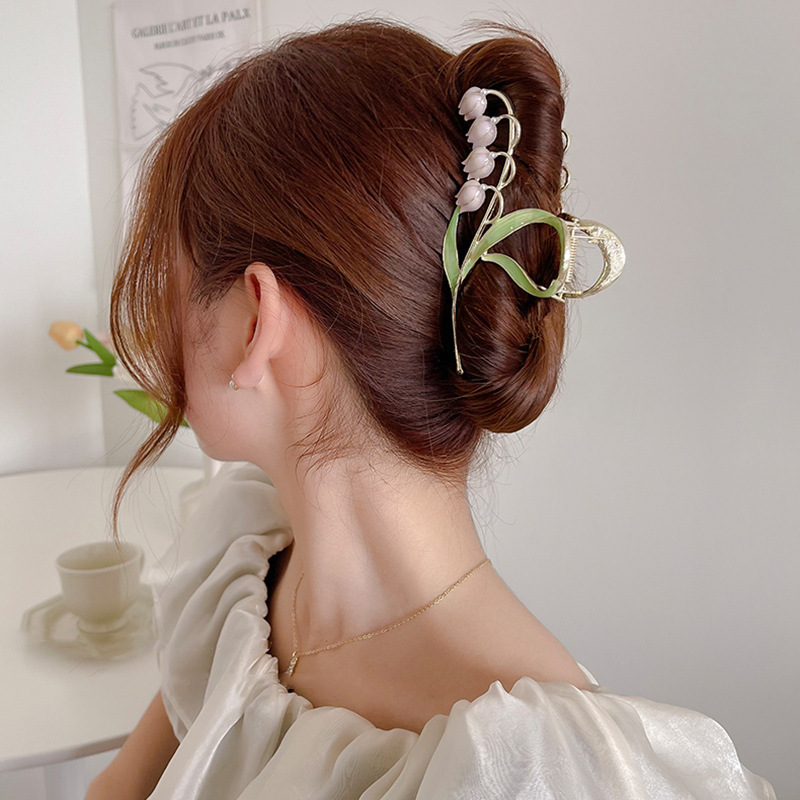 Korean Style Gentle Lily Grab Gap Former Red Barrettes Women's Back Head Shark Clip 2022 Summer New Clip Hair Accessories