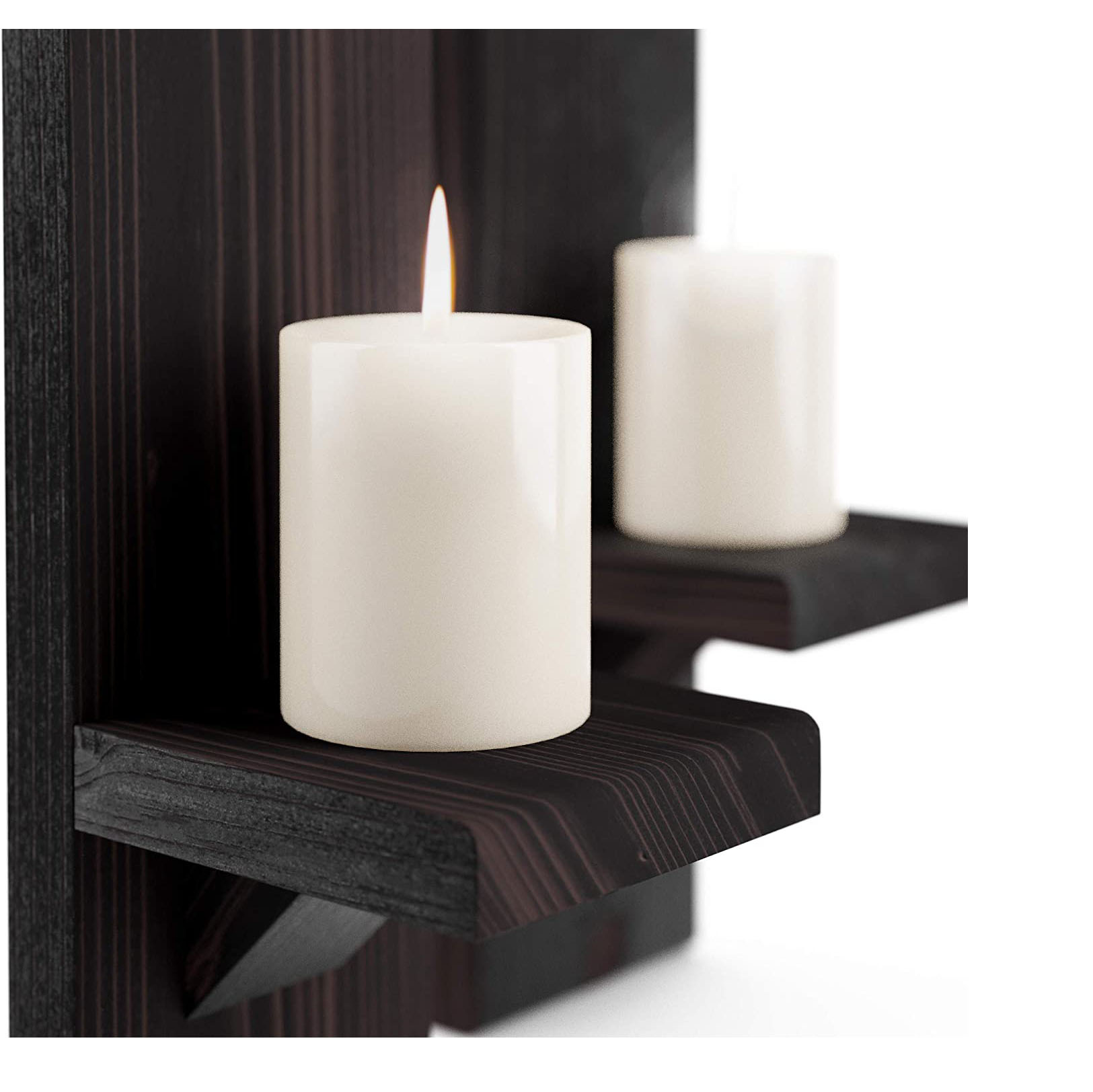 跨境壁挂式烛台木质烛台壁挂式乡村柱状农舍墙壁装饰木制烛台