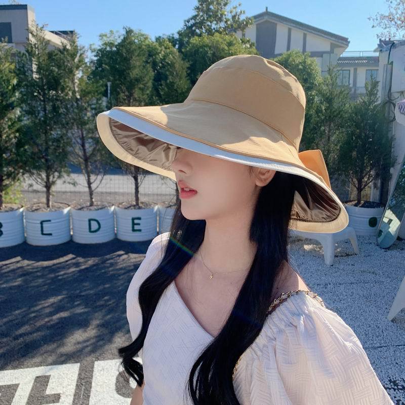 Hat Female 2023 New Big Brim Japanese Style Fisherman Hat Summer UV Sun Shade Sun Protection Hat Seaside Beach Hat