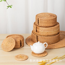 越南秋藤编织隔热茶杯垫圆形餐桌垫桌面茶几垫秋藤西餐垫