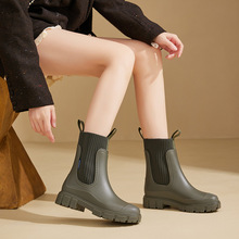 松紧带女式雨鞋中筒雨靴耐磨增高防水防滑下雨室外可穿中筒靴跨境