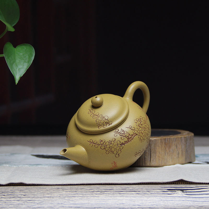 宜兴迷你水平紫砂壶纯手工名家黄段泥家用小茶壶一人用泡茶 150ml