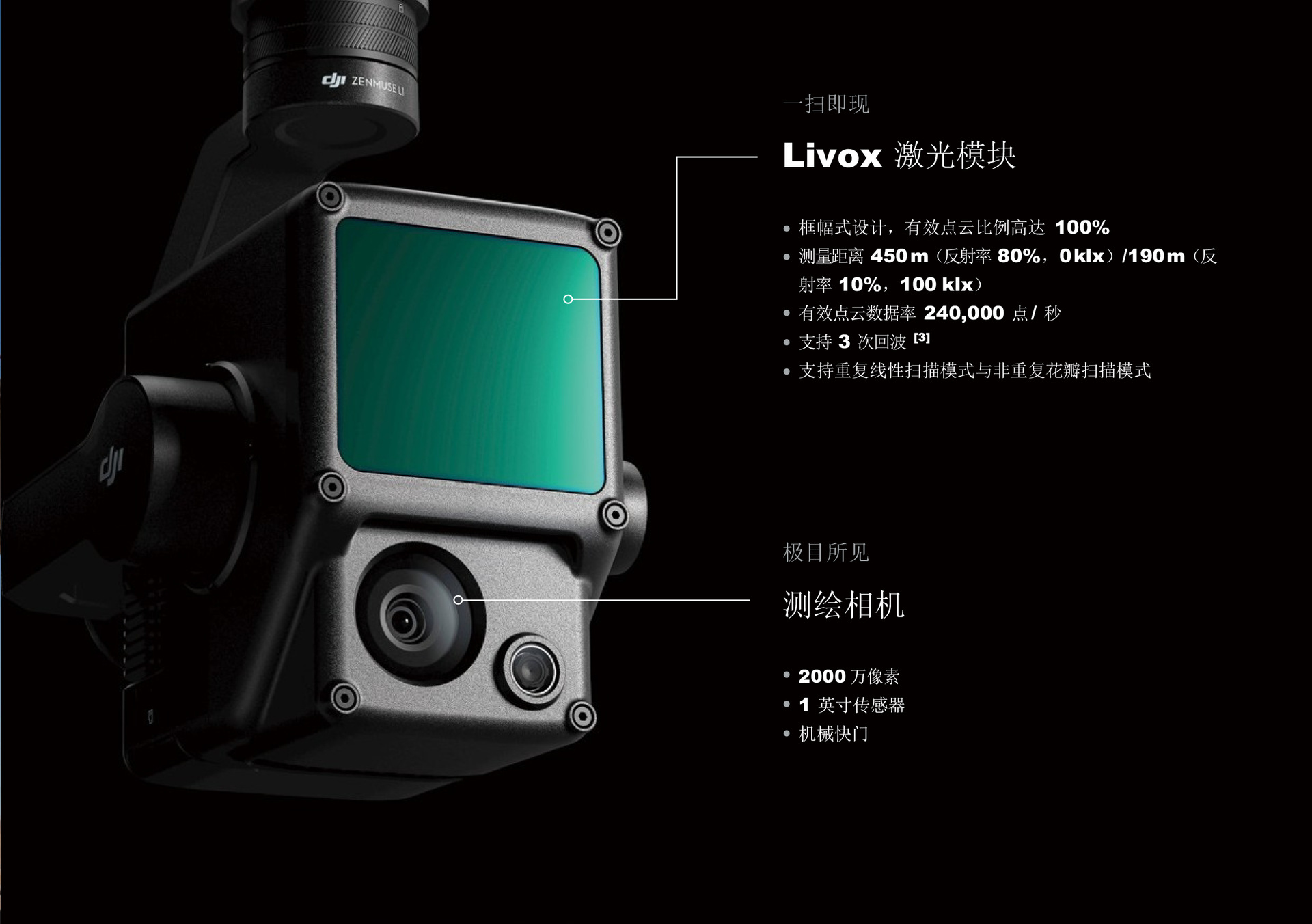 禅思l1雷达摄影云台相机激光可见光融合负载航拍仪无人机