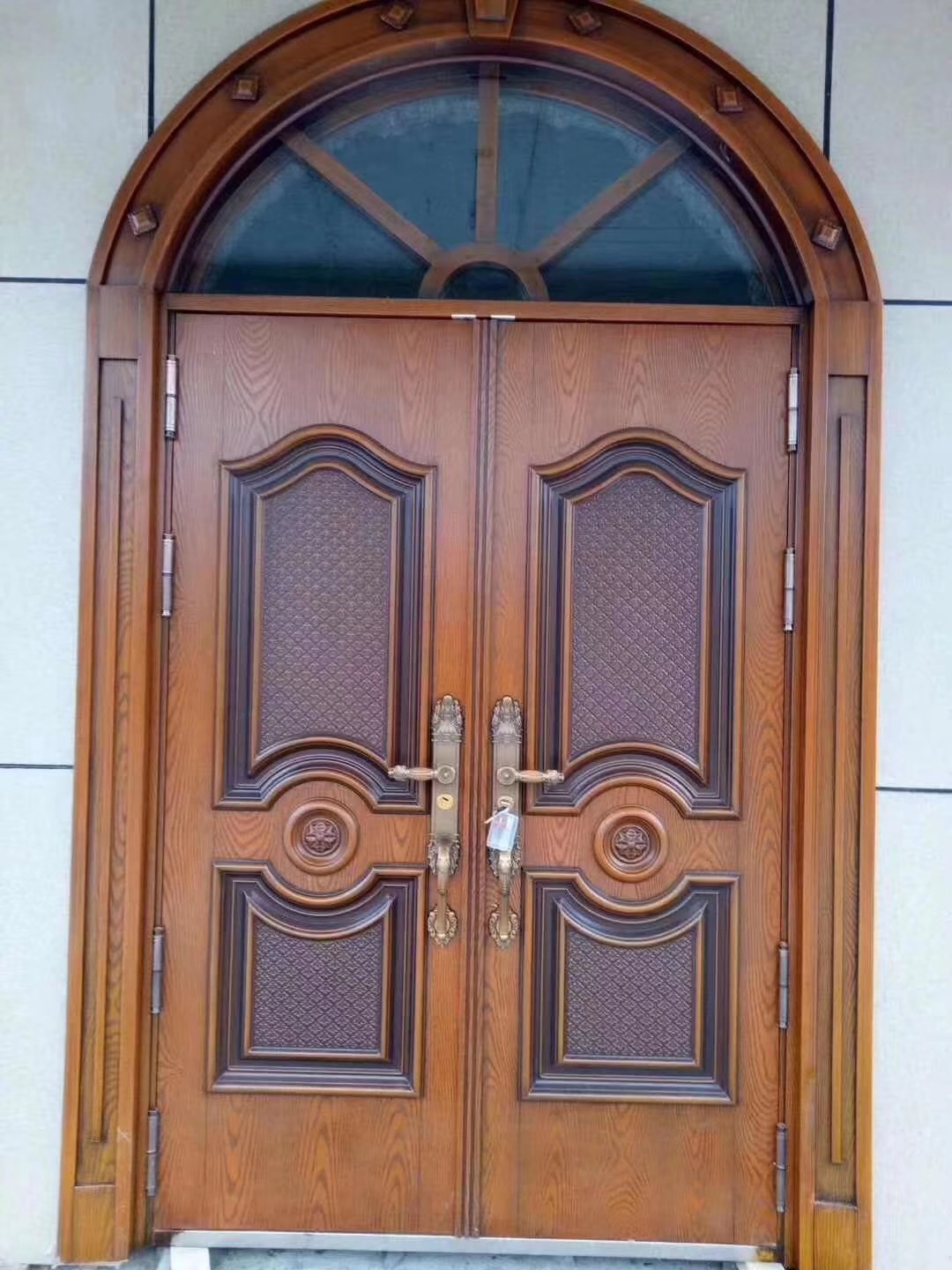 非标大门半圆弧气窗双开门仿真铜防盗门高档别墅进户门安全门厂家