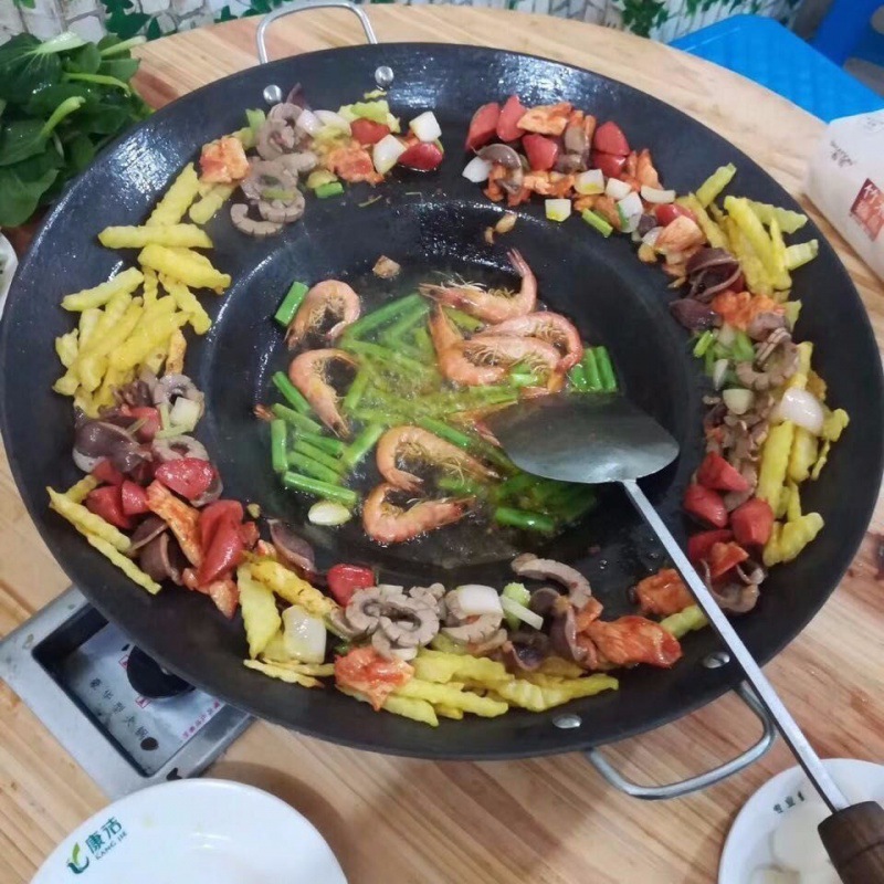 火锅一体锅贵州烙罗锅家用商用燃气涮烤不粘凹凸底煎炸豆腐超市热