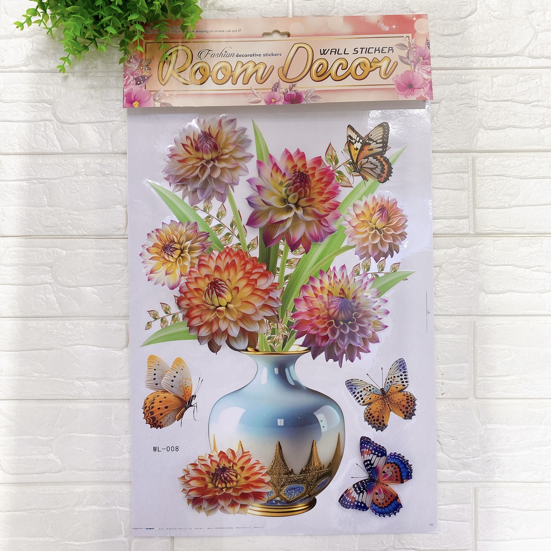 PVC Vase Layer Stickers Bouquet Three-Dimensional Stickers Living Room Bedroom Lobby Cabinet Door Wall Home Decoration Self-Adhesive Wall Sticker