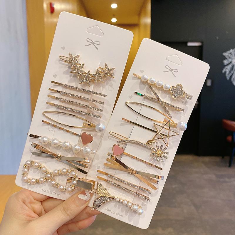 2023 New Winter Fairy Side Set Rhinestone Barrettes Internet Influencer Pearl Popular Headdress Korean Style Bang Hairpin