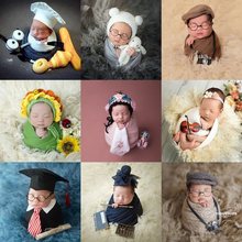 新生儿摄影道具裹布毛线帽影楼新生儿满月婴儿拍照手工花旦帽道具