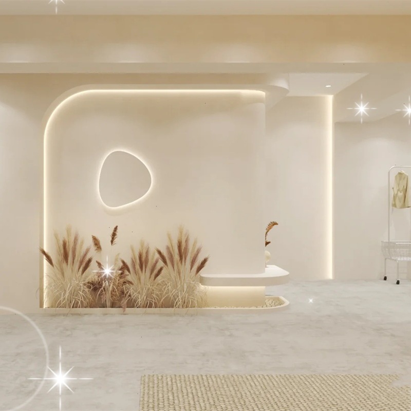 奶油风卧室直播间背景墙壁纸装修客厅美容院墙布高级感服装店墙纸