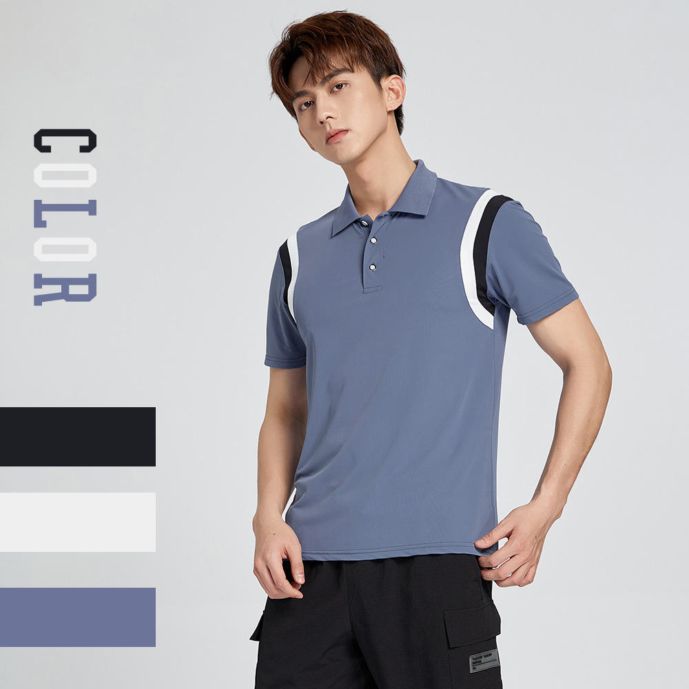 跨境男士运动速干衣跑步健身衣休闲宽松大码翻领polo衫短袖批发ua