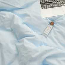 A7Lj7y奶油色柔软水洗棉四件套纯色裸睡被套床单少女心床上用品
