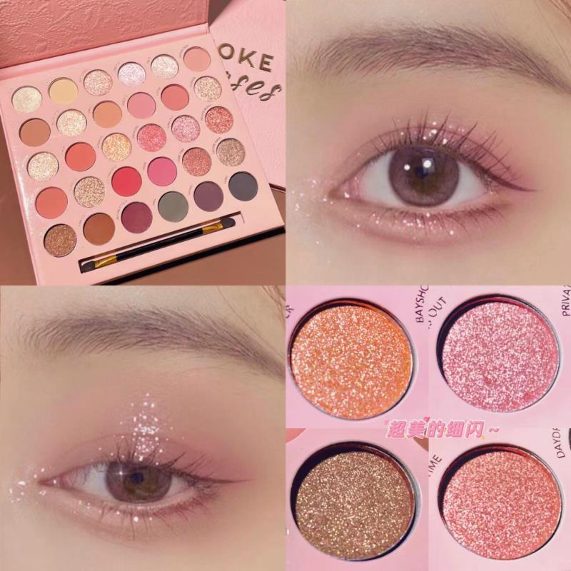 Ershiqi Smoked Rose 30 Colors Eye Shadow Plate Low Saturation Pure Desire Smoked Thin and Glittering Shimmer Matte Eye Shadow Wholesale