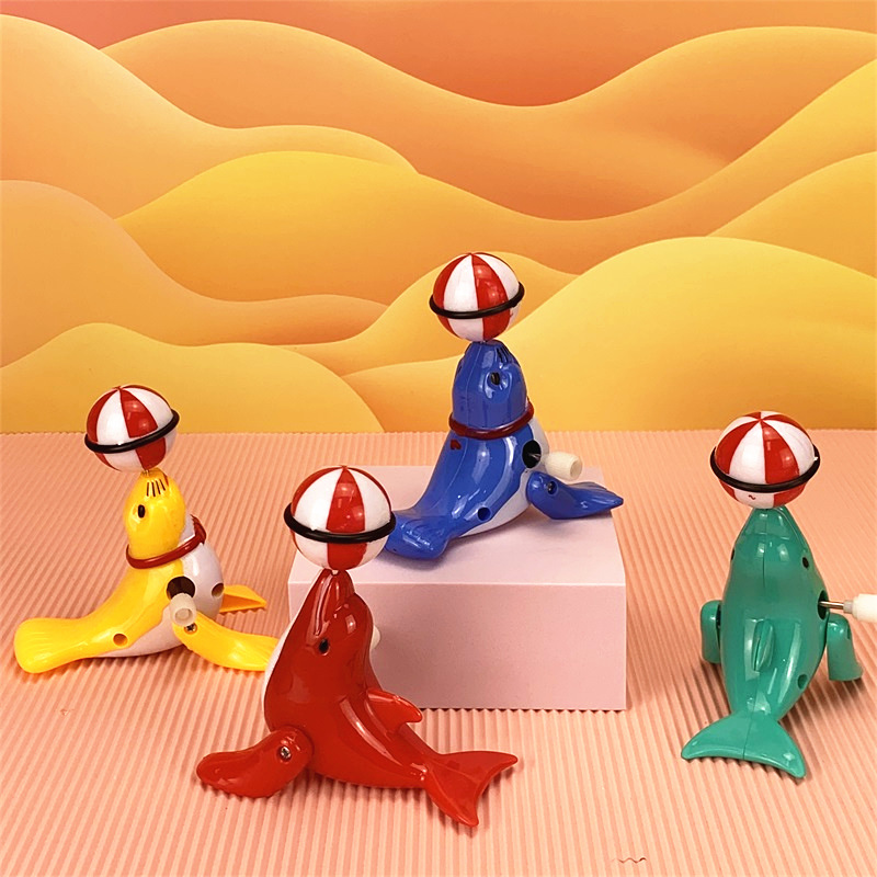 Clockwork Small Animal Sea Lion Pop and Tip Winding Simulation Winding Will Run 360 Degrees Rotating Children's Toy Gift Wholesale