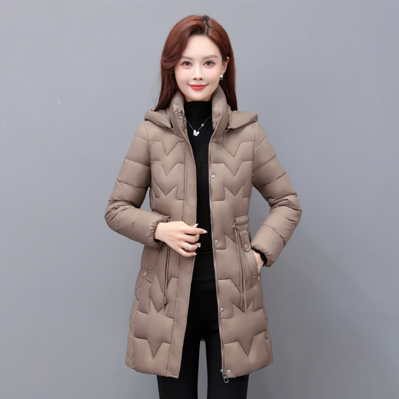 Parqian 2023 Autumn and Winter New Slim Fit Slimming and Fashionable Women's Warm Clothing Ladies Mid-Length Cotton Clothing