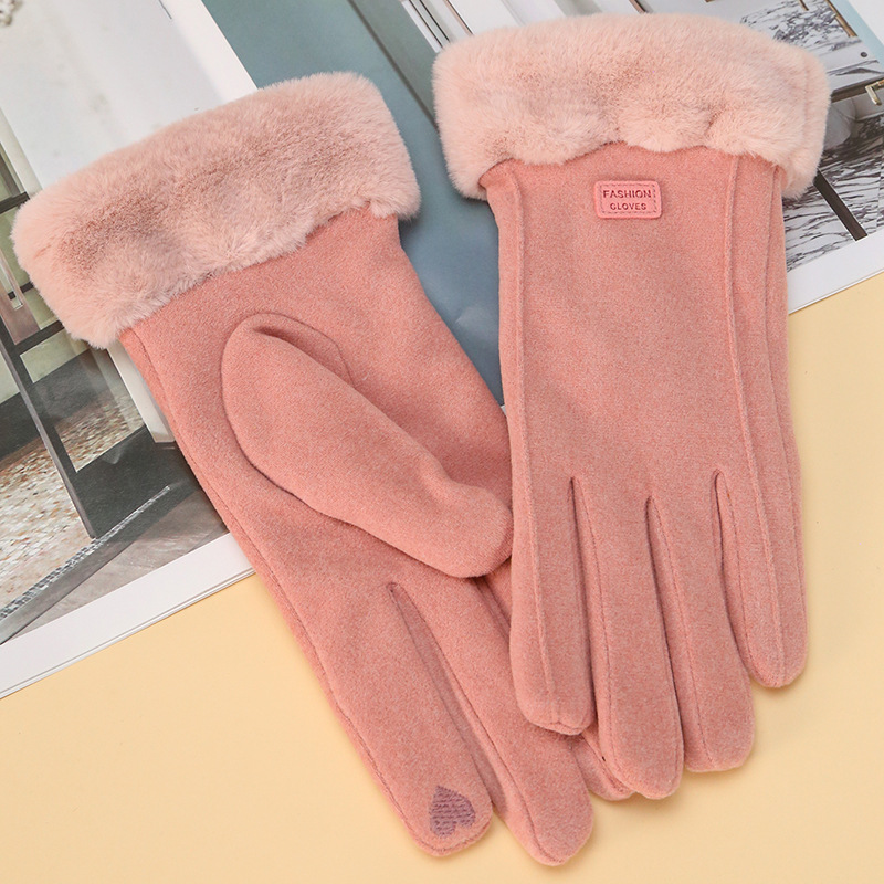 Women's Velvet Gloves for Winter Wind-proof and Cold-proof Suede Gloves Stretchy Telefingers Gloves Warm-keeping Gloves Wholesale