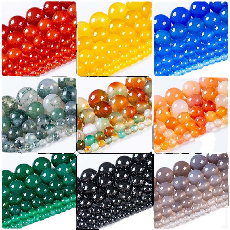 natural agate loose beads beads crystal beads handmade diy bracelet accessories semi-finished red agate beads