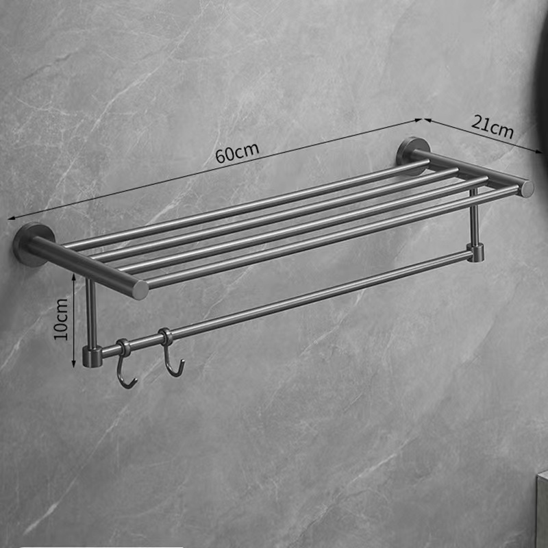 Copper Gun Gray Towel Rack with Single Rod Hook Bathroom Bathrobe Clothing Rack Bathroom 2-Tier Towel Bracket