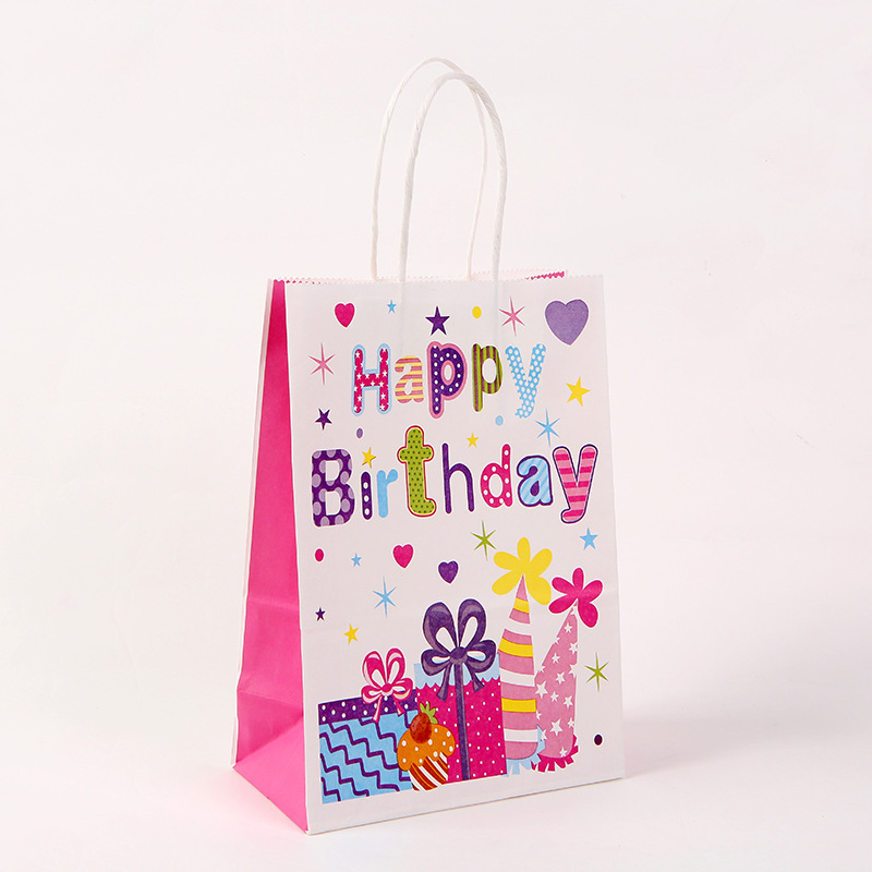 Birthday Gift Bag Happy Birthday Printed Kraft Paper Bag Birthday Gift Bag Children's Gift Bag