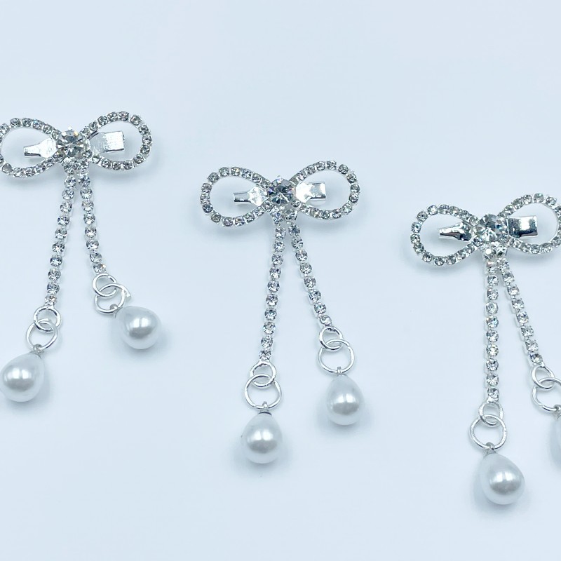 Hot Korean Style Trendy Grace Brooch Pearl Needle Rhinestone Bow Pin DIY Accessories Accessories Corsage Wholesale