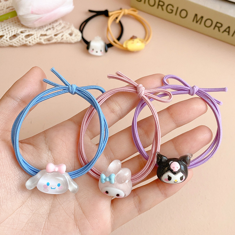 2023 New Trending Cartoon Headband Cute Icy Children's Hair String Melody Does Not Hurt Hair Color Elastic Hair Ring