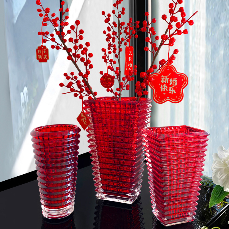 Light Luxury Wedding Room Decoration Vase Decoration Living Room Wedding Decoration Net Red Crystal Glass Flower Relocation and Opening Gift