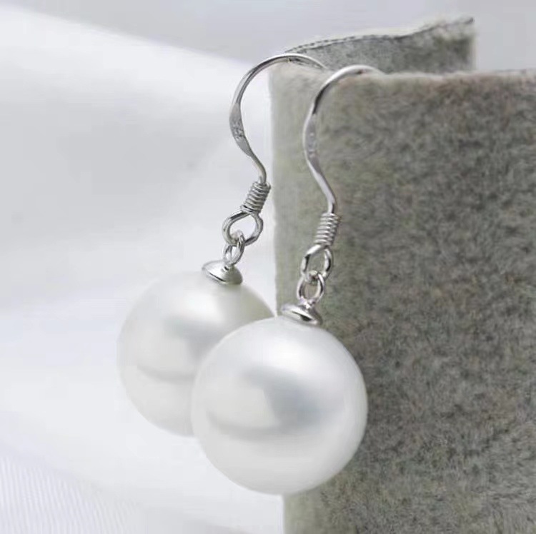 【全店包邮】大颗粒天然珍珠纯银耳钉10mm高级感大气耳饰女士耳环